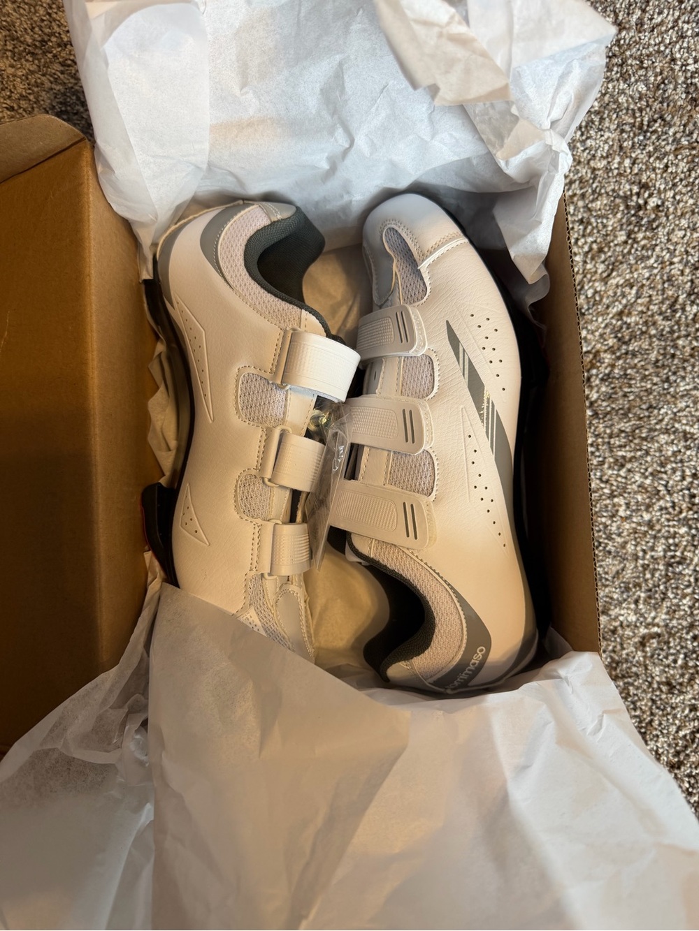 Tommaso White and Gray Velcro Cycling Sneakers